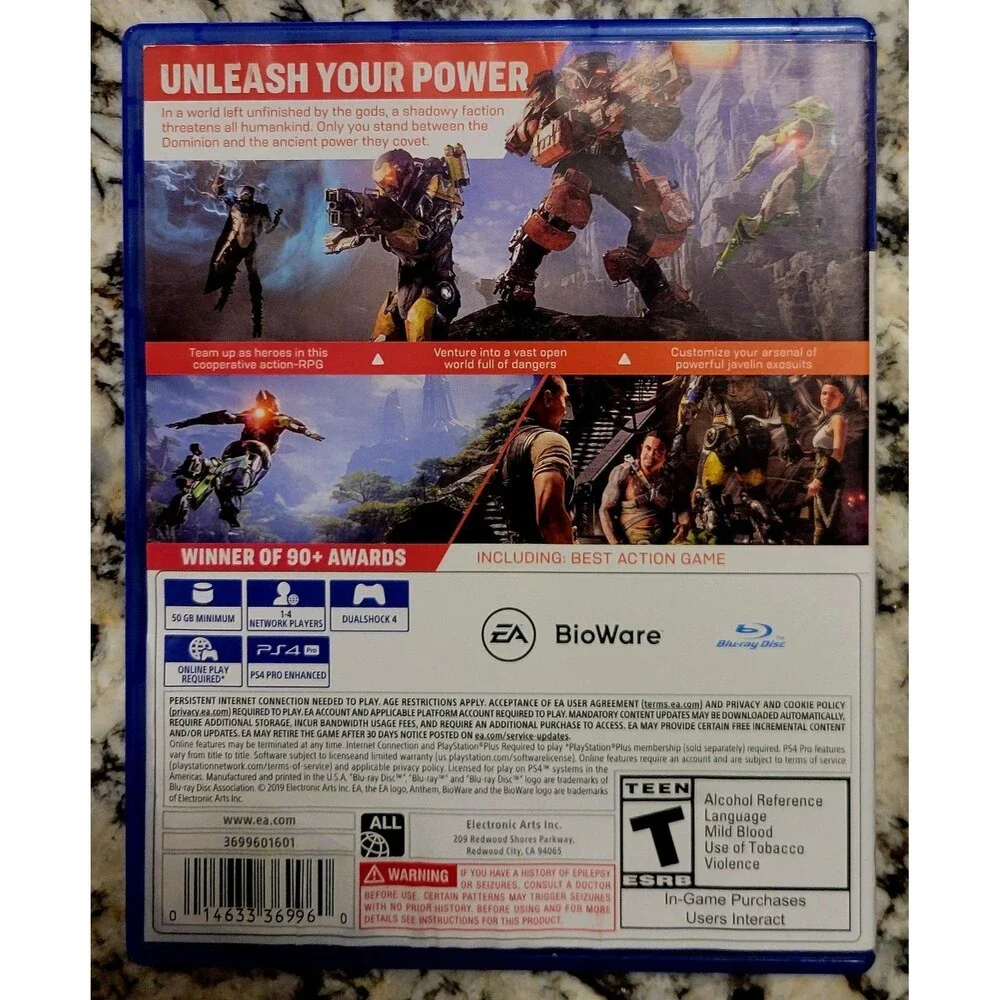 Sony PlayStation 4 PS4: ANTHEM, CIB, CLN DISC, TESTED, VG COND, FAST SHIPPING